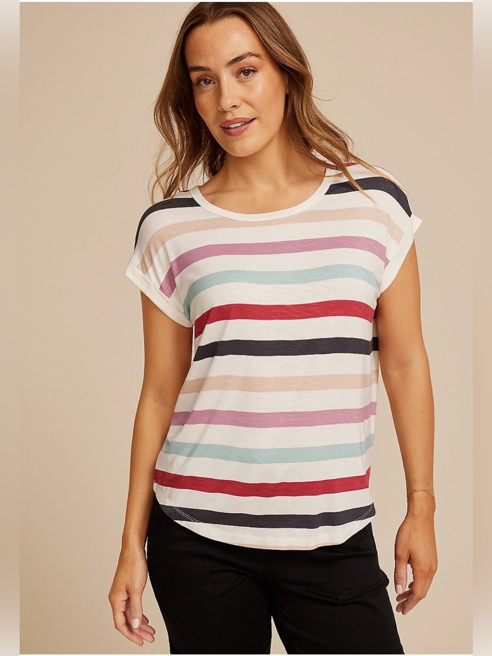 Maurices 24/7 Large Clara Striped Tee Multi NWT